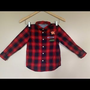 Boys H&M Cotton Shirt Plaid Red Button Down size 6